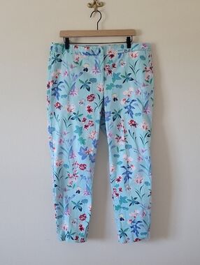 Talbots Hampshire Ankle Pants Blue Floral Trousers Size 14 *ALTERED*